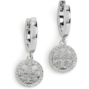 Tory Burch Silver Crystal Hoop Earrings